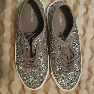 Silver Glittered Sneakers